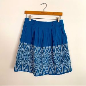 Anthropologie Royal Blue Cream Aztec Stitching